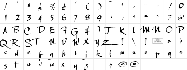 LHF Scriptana Regular  glyph index