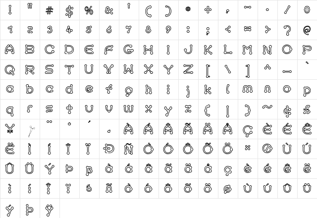 pierced Regular  glyph index
