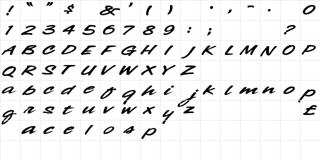 ChicagoStyleDNA Regular  glyph index