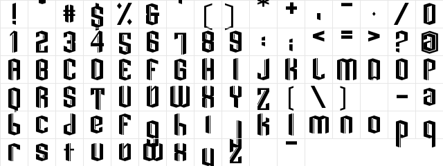 Dark Knight Regular  glyph index