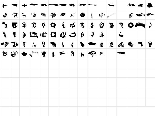 FellaParts Roman  glyph index