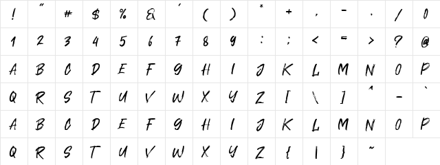Cavatelo Regular  glyph index