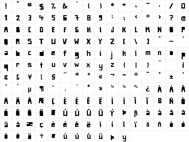 Paper Johnny Zwei Regular  glyph index