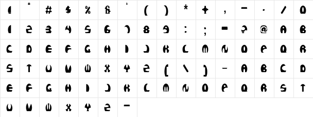 ROCKETBOSS Bold  glyph index