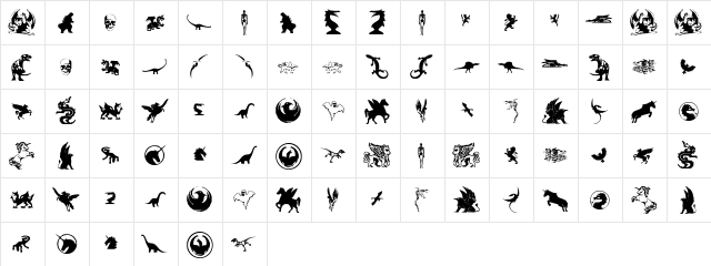 Fantastic Creatures Regular  glyph index