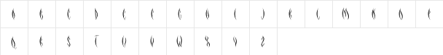 NATYRE Regular  glyph index