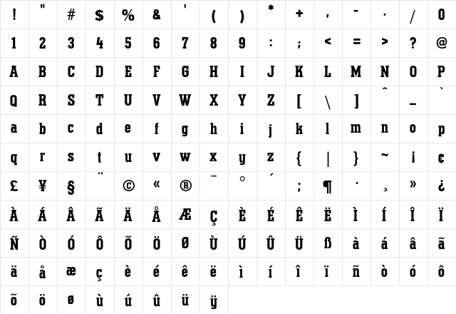 Luxor Regular  glyph index