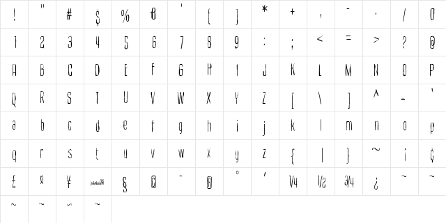 Cult of the toucan Regular  glyph index