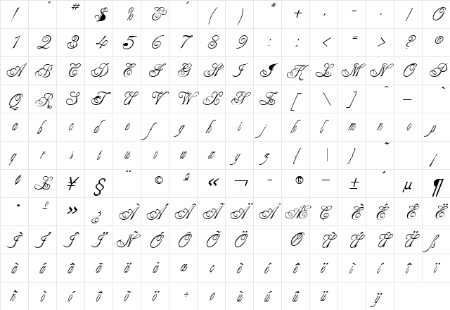 COLLAR Regular  glyph index