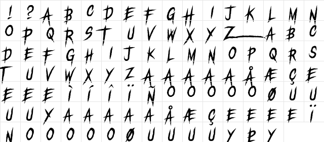 Earthen Parasite DEMO Regular  glyph index