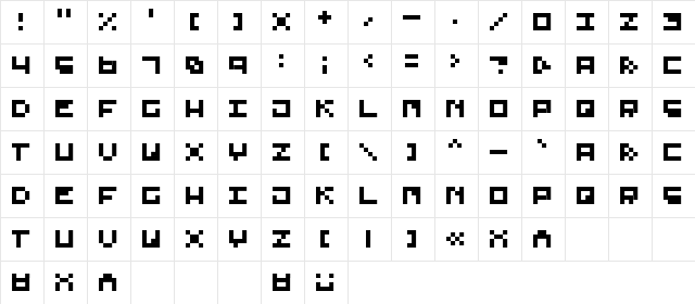 Pixel 4x4 Regular  glyph index