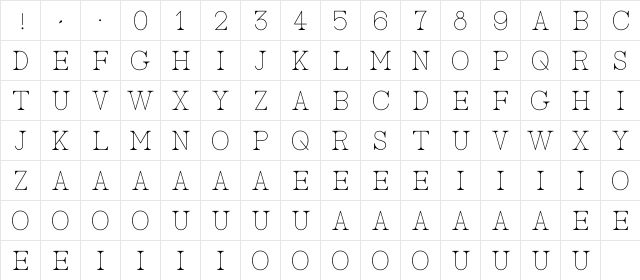 AC Big Serif One  glyph index
