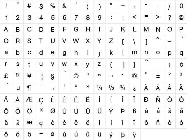 URWAccidaliaBucRouD Regular  glyph index