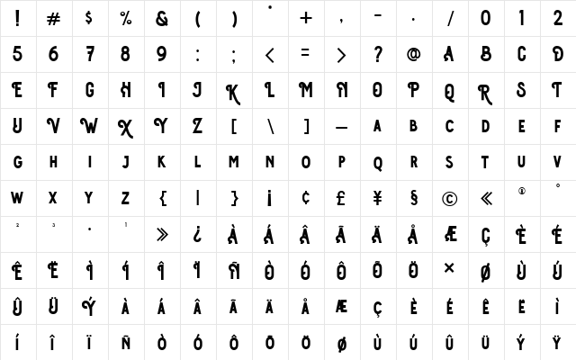 Osgiliath Regular  glyph index