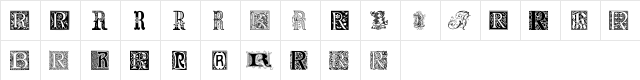 Ornamental Initials R Regular  glyph index