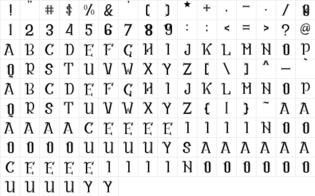 CS Rosalia Dropline Regular  glyph index