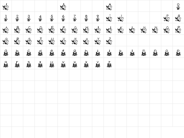 NYANYA Font Regular  glyph index