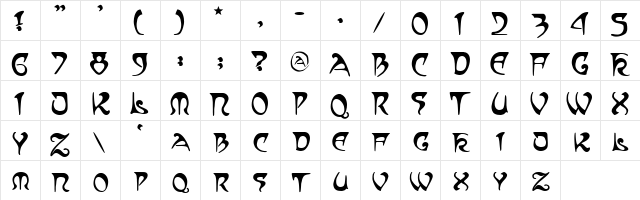 Moravia Regular  glyph index