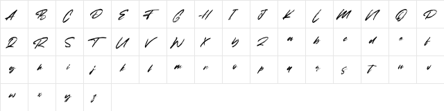 Amores Free Font Regular  glyph index