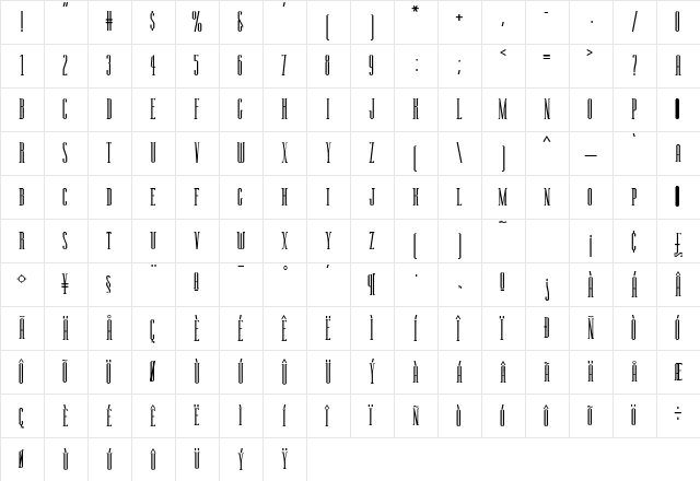 DumontSSK Regular  glyph index