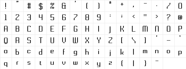 Gridking Regular  glyph index