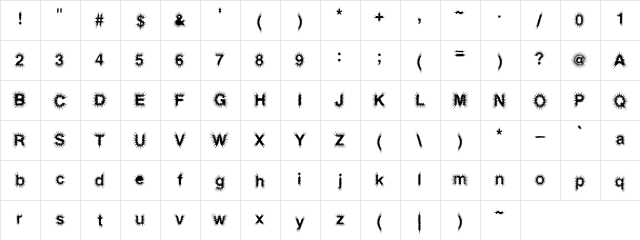 Acid punk Regular  glyph index