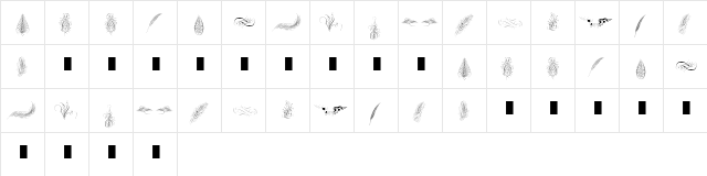 Penmanship Feathers Regular  glyph index