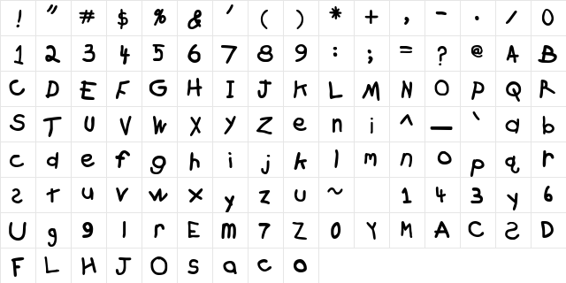KidzOnlyTooSSK Bold  glyph index