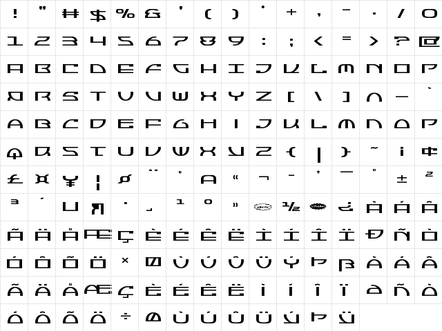 Jumptroops Expanded Expanded  glyph index