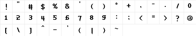 HU The Game Cyrillic SemBd Regular  glyph index