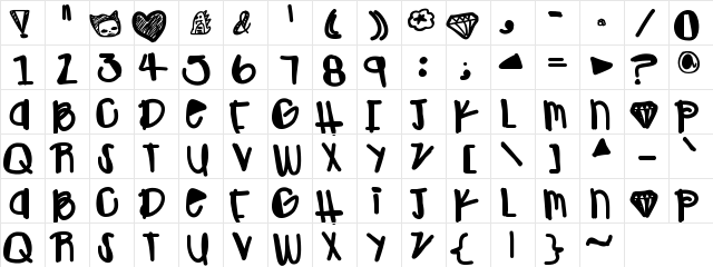 OhGawd Medium  glyph index