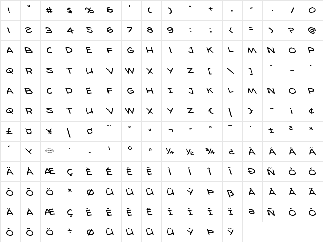 98 Bottles of Beer Leftalic Italic  glyph index