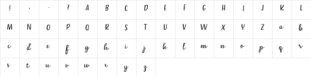 Belle-Helene-DEMO Script  glyph index