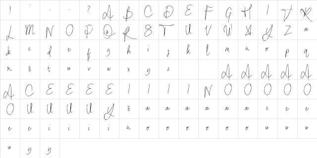Stay Ontheway Regular  glyph index