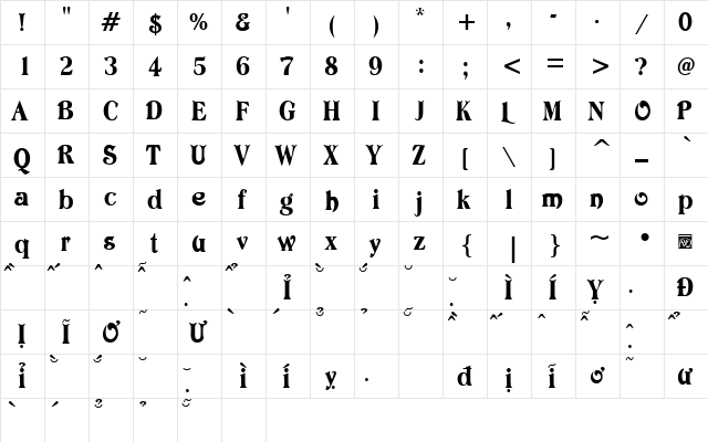 VfFree42 Regular  glyph index