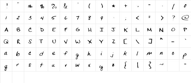 Nip Regular  glyph index