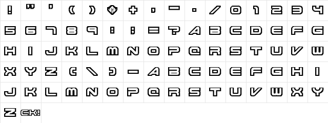 Knighthawks Regular  glyph index