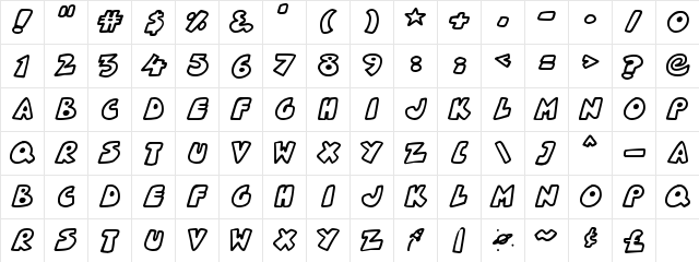 Planetoid X Regular  glyph index
