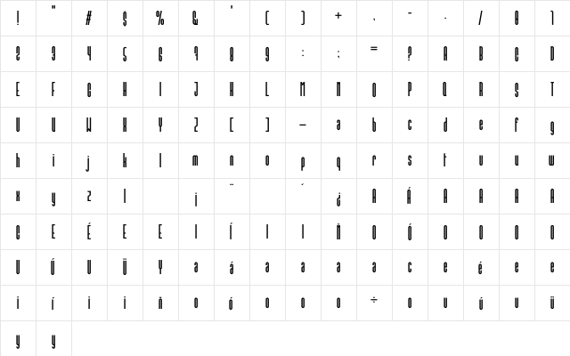 Conde Sans Bold  glyph index