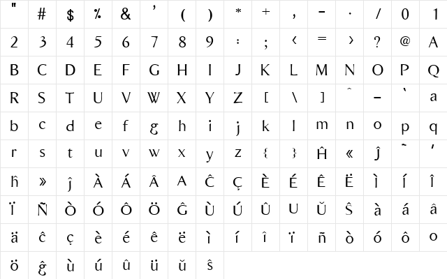 Pazmaveb Regular  glyph index