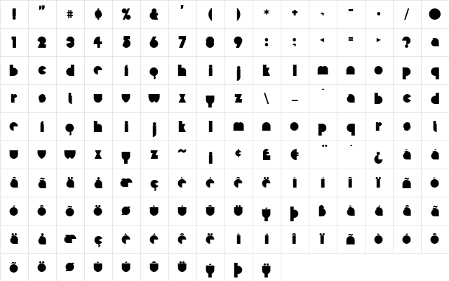 Misirlou Regular  glyph index