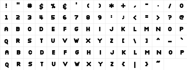 NottkeBlack Regular  glyph index