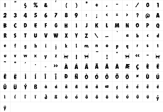 LTLaika Medium  glyph index