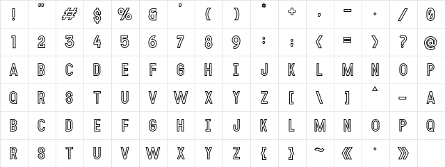 MODULAR Outline 14  glyph index