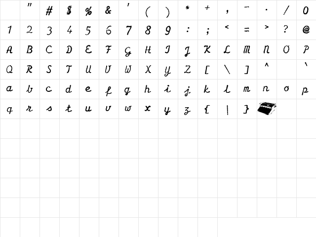 LD Olympia Portable Regular  glyph index