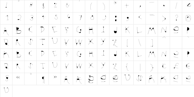 Krakelfabet Regular  glyph index