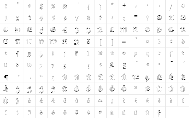 AlteSchDOu1 Regular  glyph index