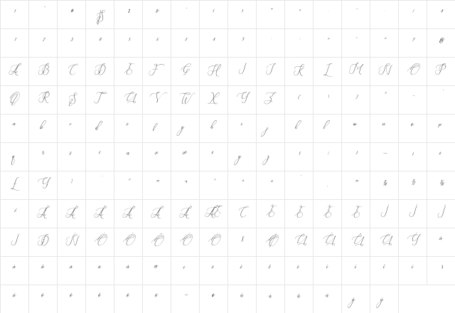 Fantastic Italic  glyph index