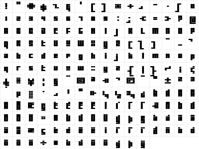 Tutor Regular  glyph index