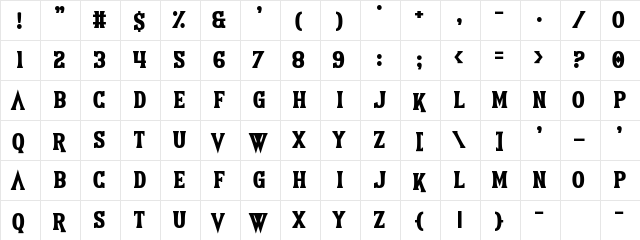 Earthshattering Regular  glyph index